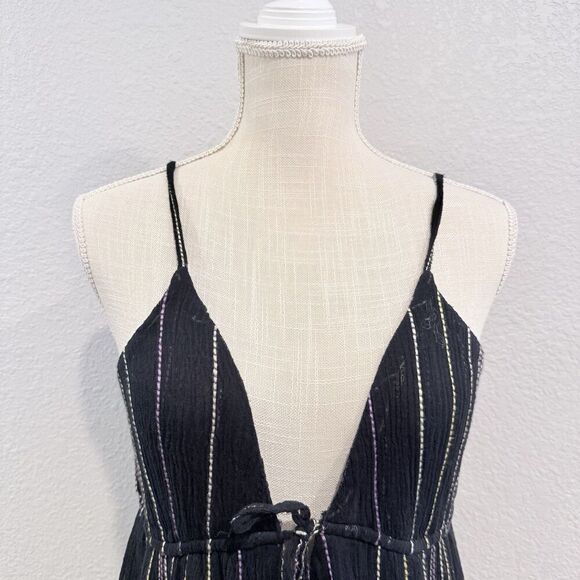 Mango MNG Dobby Stripe Cotton Blend Sundress Midi Flowy Size 8 Sleeveless - Picture 6 of 11